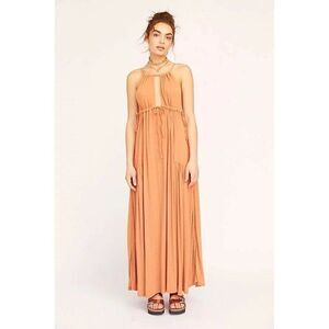 NEW FREE PEOPLE FP BEACH Sz S LOVE SPELL MAXI DRESS RIBBED HALTER DRESS CINNAMON